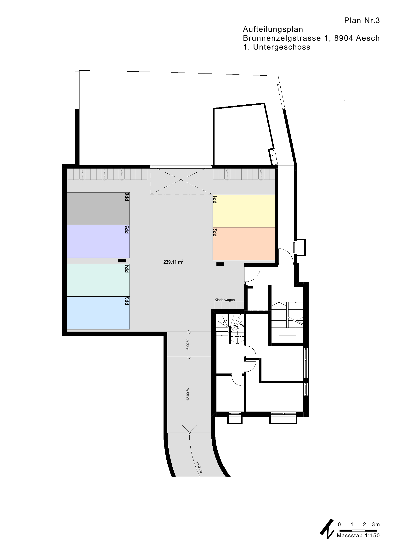 Plan 1. Untergeschoss mit Tiefgarage